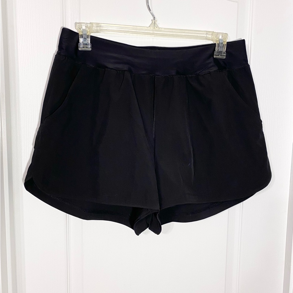 Lands' End 3” Quick Dry Elastic Waist Board Swim Cover-up Shorts Black 16W